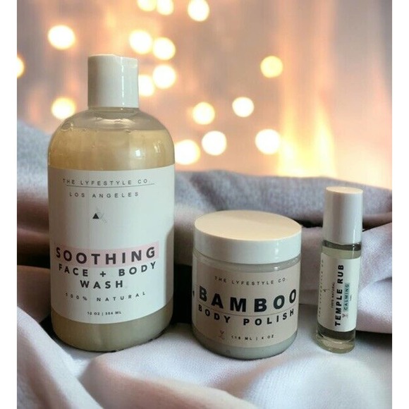 THE LYFESTYLE CO. Soothing Face & Body Wash + Bamboo Body Polish + Temple Rub - Picture 1 of 6